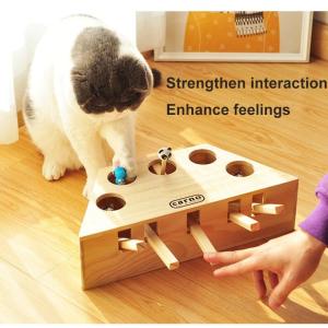 Quality Solid Wooden Interactive Cat Hunt Mouse Toy Hit Hamster Mouse Cat Toy Interactive Cat Toy wholesale