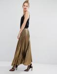 Custom service women clothes latest skirts design gold long pleated skirt