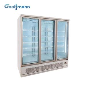 Quality Double Glazed Glass Door Fridge Freezer , LED 1260L Drink Display Fridge wholesale