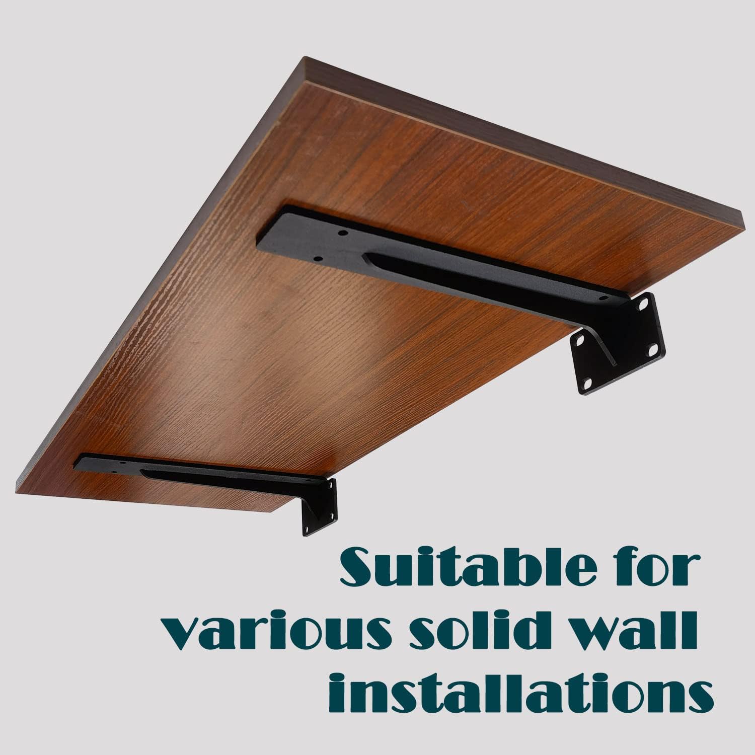 6 Inch Heavy Duty Wall Mount Floating Shelf Brackets Cast Iron Industrial Black L-Shelving Bracket