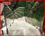 Double Steel Stringer staircaseVK24S,Tread Marble Stainless Steel,Power Coated