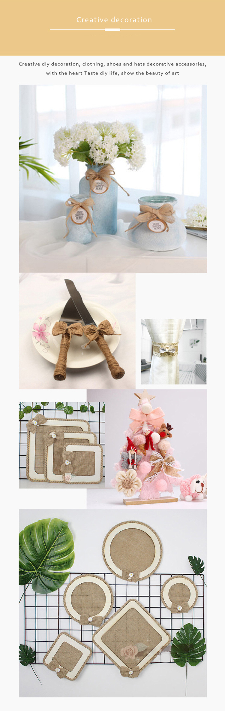 Factory Direct Handmade Diy Lace Bow New Clothing Accessories Color Linen Flower Can Be Customized
