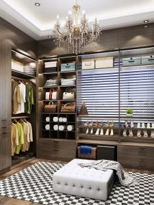 Quality U Shaped Woodgrain Walk In Closet Dresser Walking Wardrobe Appliance Furniture wholesale