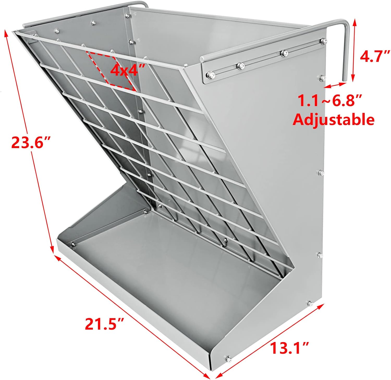 Hay Feeder Wall Mount Free Standing Heavy Duty Sheep Hay Feeder Livestock Feeder with Mineral Grain Tray