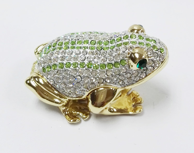 Animal trinket jewelry box Frog diamond decoration pewter jewelry box