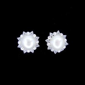 Quality Plated Rhodium Freshwater Pearl Earrings Customized 925 Silver Jewellery wholesale