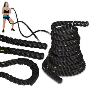 Quality Black Yellow Polyester Exercise Fitness Training Battle Ropes 9 12 15 Meter wholesale