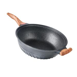 Quality 32cm Grey Flat Bottom Induction Wok Non Stick Aluminum Pan 6.62kg wholesale