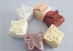 Quality Luxury Embossed Pearlized Wedding Favour Gift Boxes With Bow wholesale