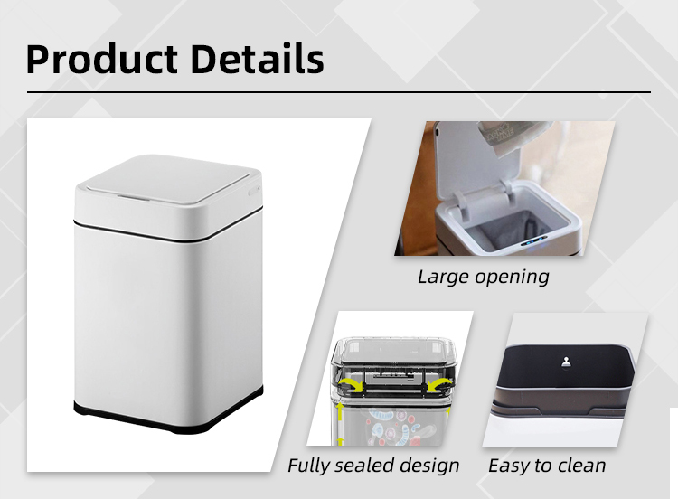 Square Electric Smart Trash Can Dust Bin With Lid Automatic Induction 2CBM - 50CBM Waste Bin