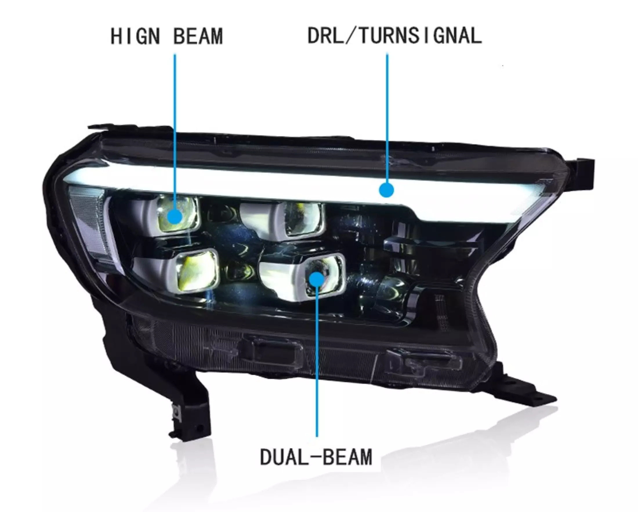 Car Auto Lights 4 Lens Headlight Tail Light Turn Signal Ford Ranger 2015