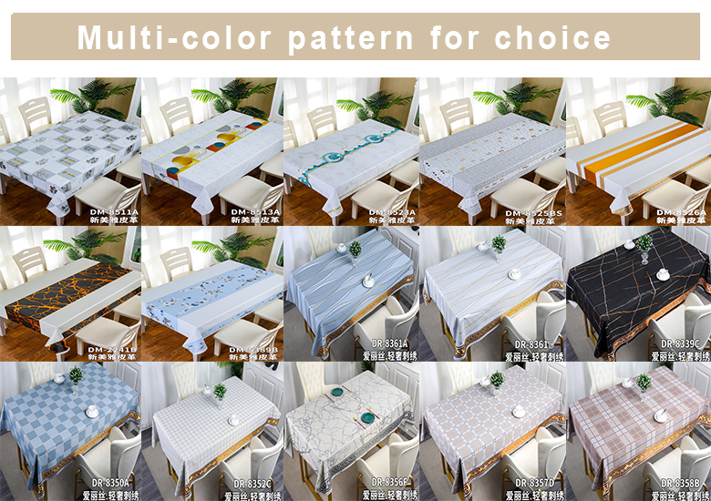 Floral Pattern Transparent Plastic Tablecloth for 6 Seater Rectangular Table Wedding Blue