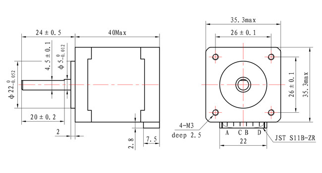 0.5A Casun NEMA 14 Stepper Motor 40mm Body High Torque DC Motor