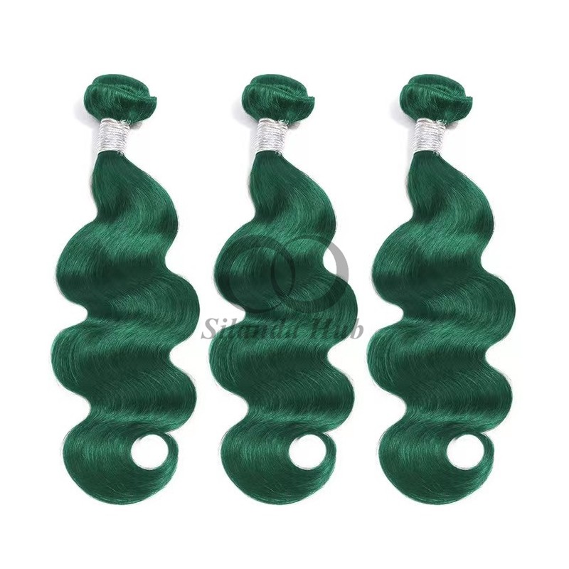 Green Body Wave Remy Human Hair Bundles Sew In Weave Bundles Brazilian Bundle Deals