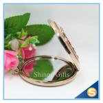 Shinny Gifts Rhinestone Small Metal Mirror For Craft Crystal Round Shape Pocket