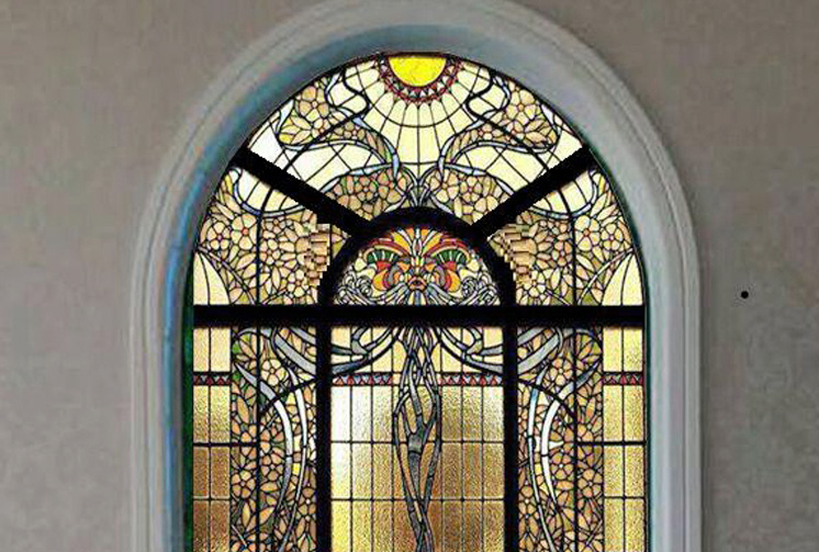 Round Stained Decorate Glass Panel Window Inside Catholic Church