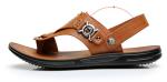 Brown Casual Mens Leather Sandals / Mens Summer Beach Sandals With Buckle Strap