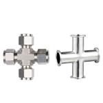 Mirror Polishing Cross Sanitary Butt Weld Fittings For Pharmaceutical Engineerin