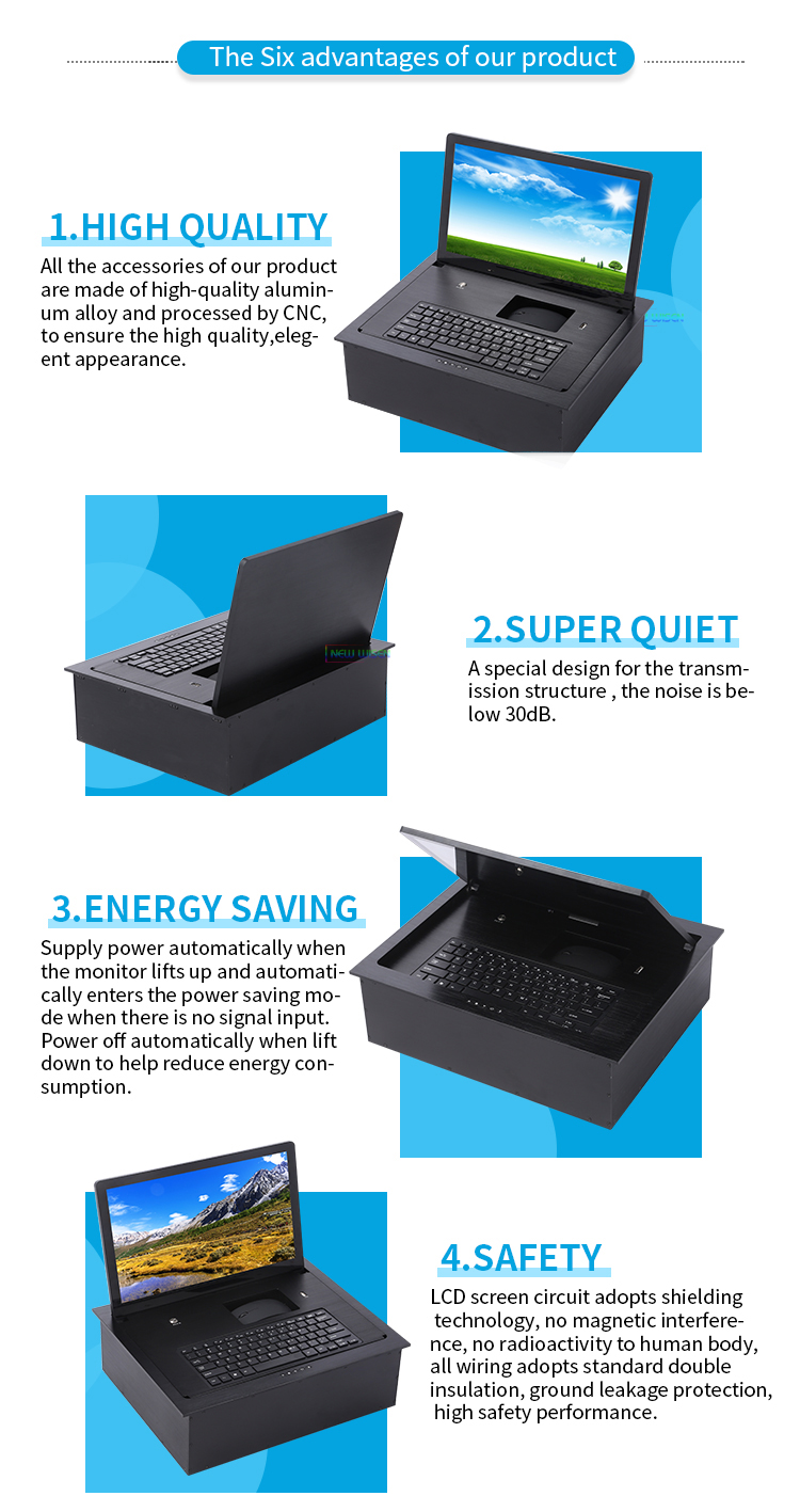 Electric Flip Up Monitor Folding Laptop Screen For Corporate Meetings