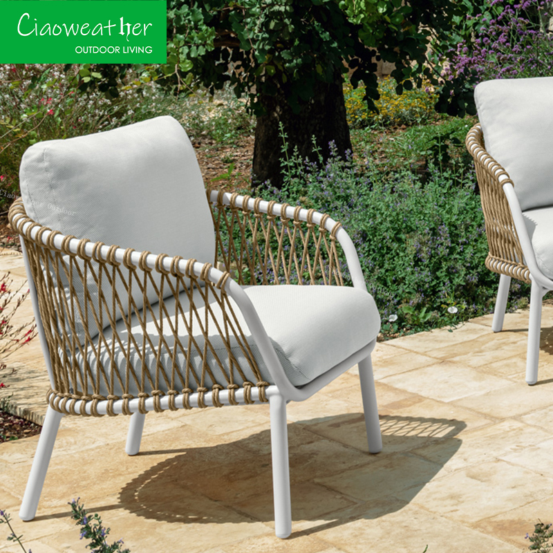 Mail Packing N Modern Design Outdoor Furniture with Back Support and Rope Detail