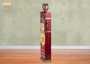 Quality Antique Wooden Storage Cabinet Red Color Decorative Wood Floor Clock Gas Pump Storage Rack wholesale