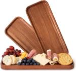 Acacia Solid Wood Serving Tray Rectangular Wooden Serving Platters