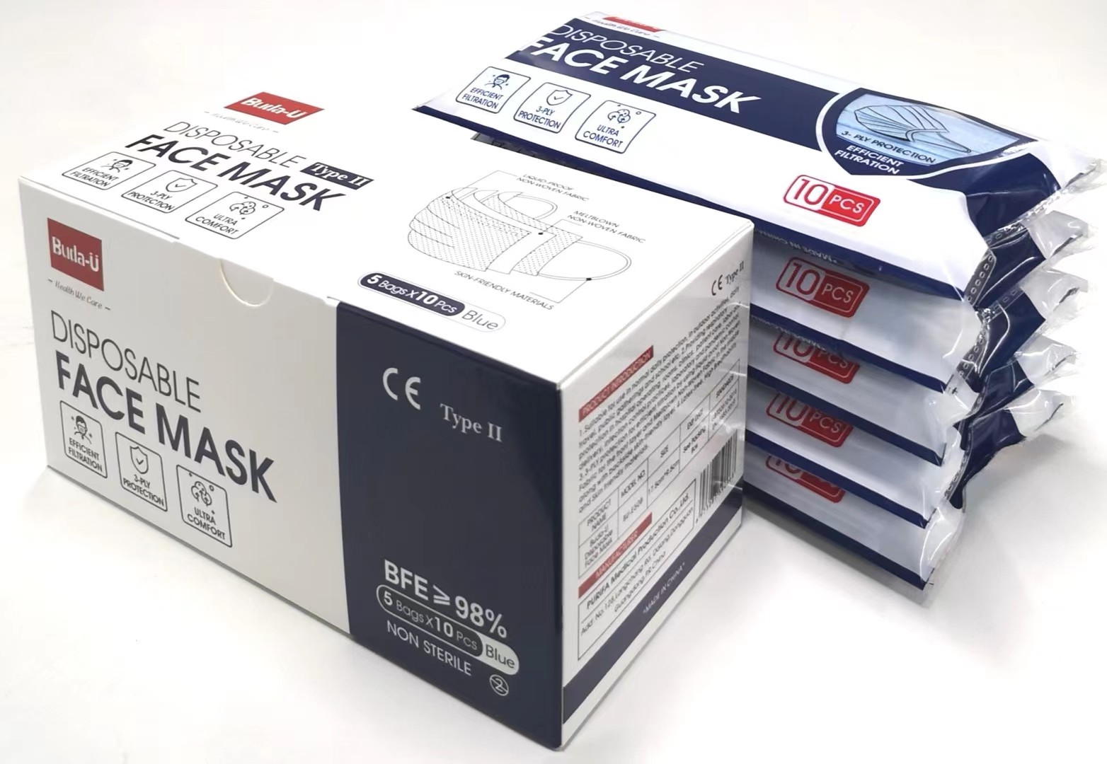 Buda-U Adult 3PLY Medical Protective Face Mask For Covid ASTM Level II