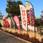Pantone Colour Promotional Flag Banners Screen printed knitted polyester