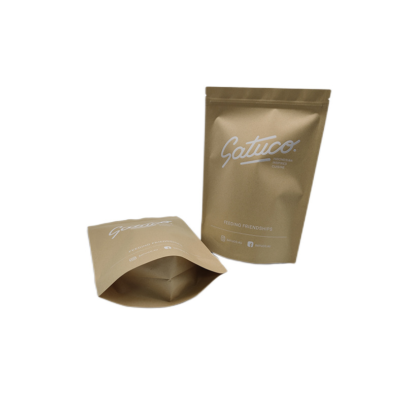 Biodegradable Printed Kraft Paper Pouch Peanut Snack Packaging Bags