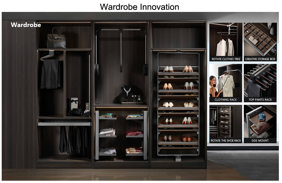 Wooden Bedroom Storage Closet Hinge Door Wardrobe Customized Color for Personalized