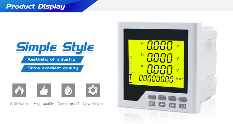 Three Phase LCD display Multifunction Power Meter with RS485 Communication Port