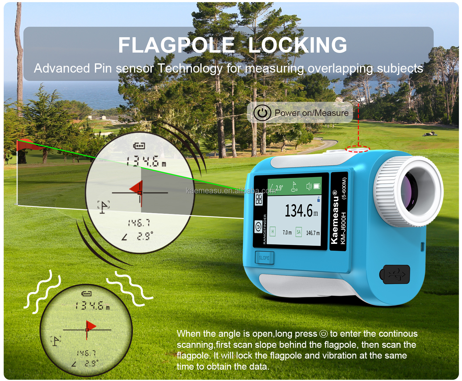 J Upgraded LCD Screen Golf Sport Laser Range Finder 1500m Optical Instruments Hunting Diastimeter Magnification 6.5X Blue