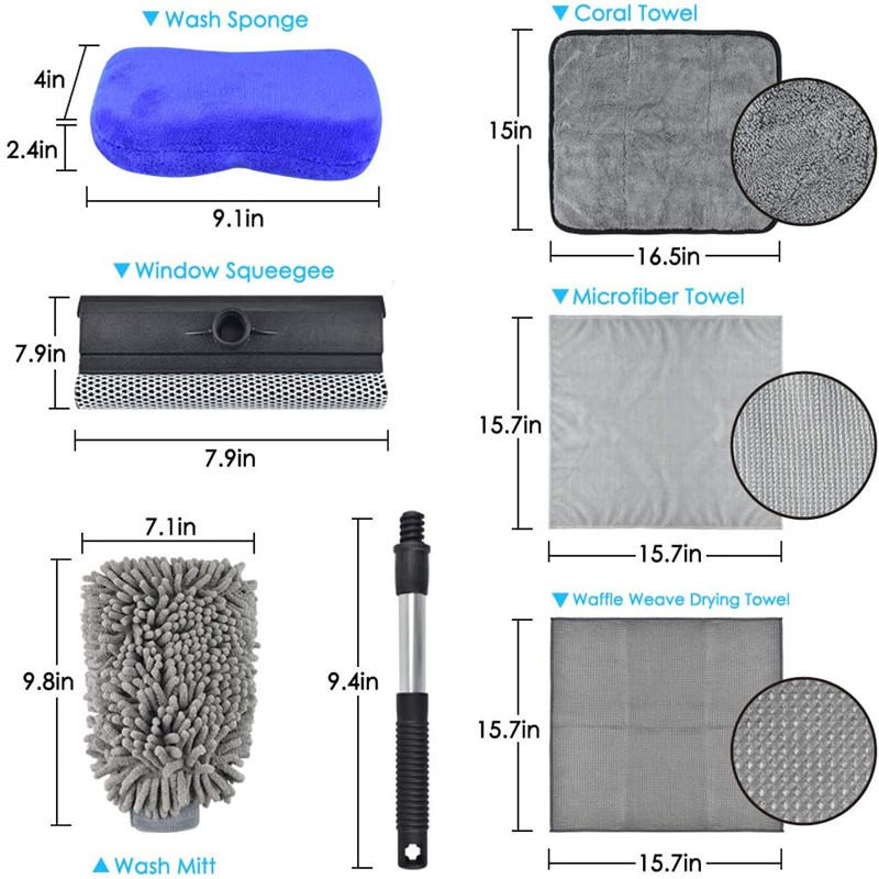 Auto Washing Microfiber Cloth Soft Bristle Detailing Brush Set 7pcs