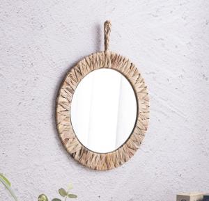 Quality Wall Mounted Hanging Make Up Decoration Handmade Natural Seagrass Mirror wholesale