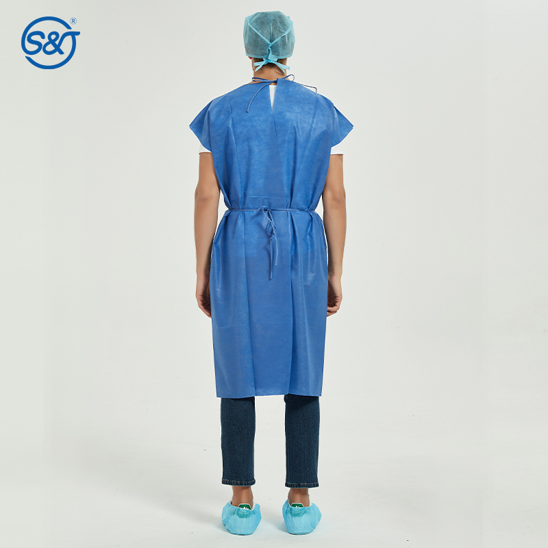 Short Sleeve Disposable Patient Gown Unsiex Sterile Reinforced Surgical Gown