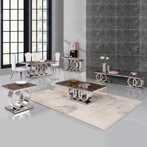 Quality Modern Living Room Stainless Steel Coffee Table 20mm Marble Dining Table wholesale