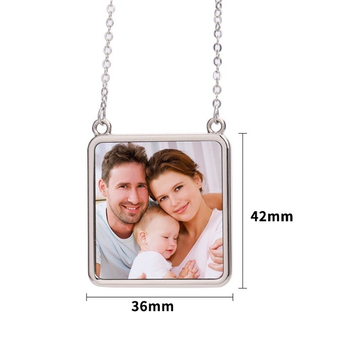 Sublimation Printing Personalized Gift DIY Square Sublimation Blank Necklace For Woman Man