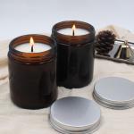 Custom Label 250ml Amber Transparent Glass Jars Candle ODM Airtight Lids