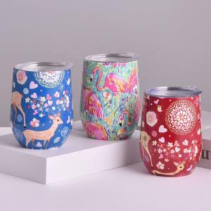 Quality Unbreakable Powder Coated Stainless Steel Tumbler Insulated 12 Oz Tumblers Egg Shape With Sliding Lid Double Vacuum Insulation Wall Leakproof wholesale