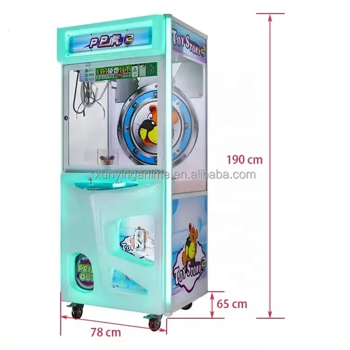 Metal Acrylic Plastic 60KG Capacity Coin Operated Claw Crane Vending Machine for Kids