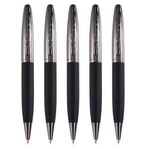 Quality Twist Type Business Metal Ball Point Pen 1.0mm Textured Grey Pen Barrel Signature Pen wholesale