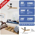 Small Size 35 Inches Solid Wood Blade Ceiling Fan Quiet Energy Saving DC Motor