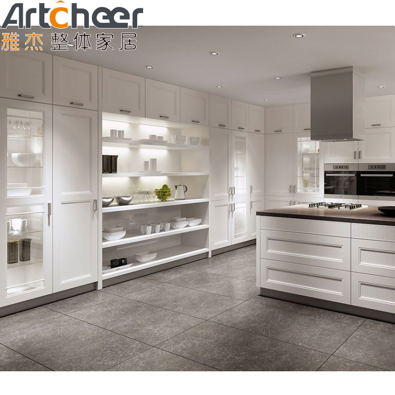 RTA or Customized Size Solid Wood White Modular Kitchen Cabinet Set Shaker Design
