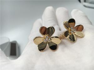 Quality Van Cleef Frivole Earrings , 18k Yellow Gold Vintage Alhambra Earrings wholesale