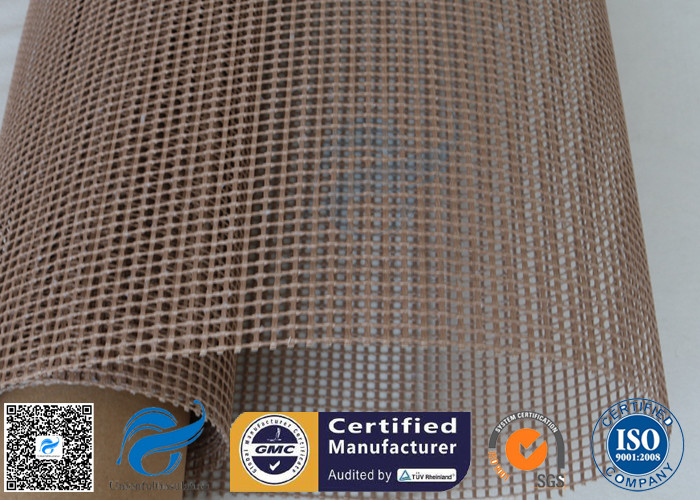 PTFE Coated Fiberglass Fabric 4X4MM Brown Open Mesh Printing Conveyor Belt 260℃