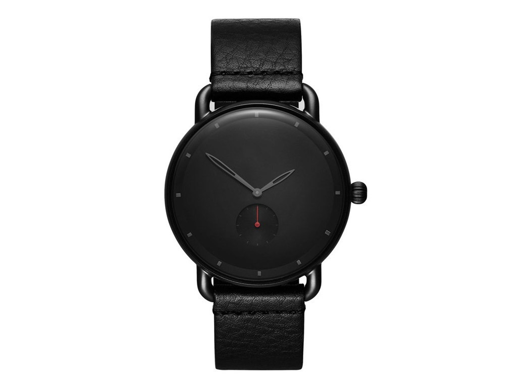 Create your own brand watches men genuine leather watch black
