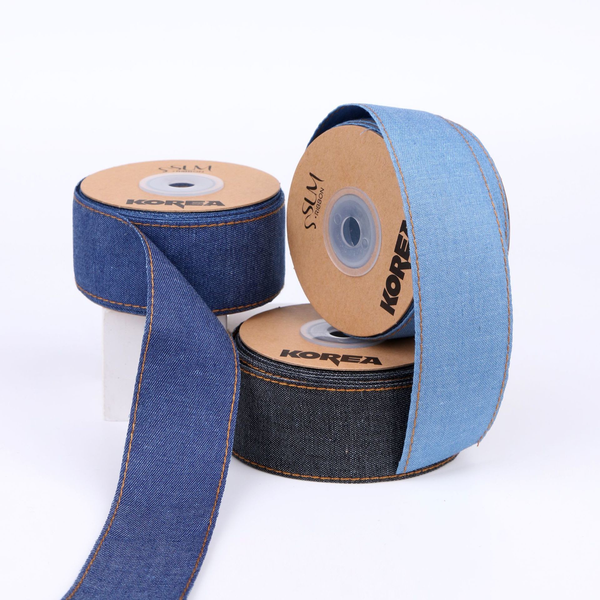 OEM ODM Blue Denim Jeans Ribbon 12mm-38mm Ribbon For Jeans