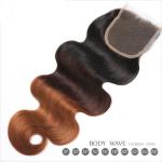 Three Tone Virgin 4x4 Hair Closure , Hand Tied 4x4 Free Part Closure