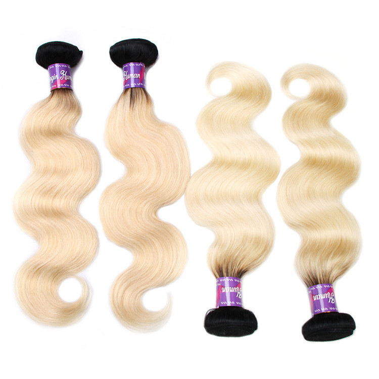 1b 613 two tone hair ombre hair weaves dark root blonde weave virgin brazilian hair weft