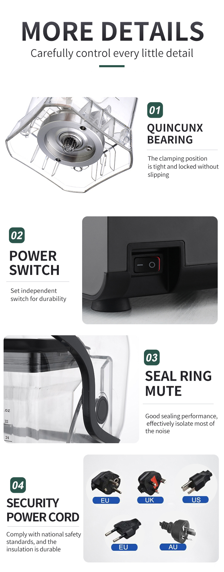 Push Button 30 Speed Settings Electric Sand Ice Blender for Professional DIY Smoothies